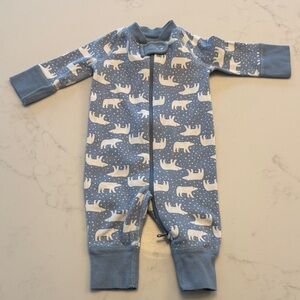 Hanna Andersson Blue and White Polar Bear Kids Footie